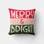 明るいメリーピンクグリーンレトロクリスマス クッション (正面)