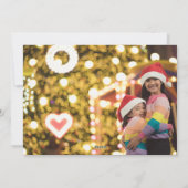 明るいメリーピンク色の青いクリスマスライト写真 シーズンカード (裏面)