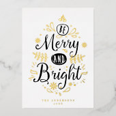 明るいメリーファミリカスタム名メッセージクリスマス 箔シーズンカード (正面)