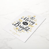 明るいメリーファミリカスタム名メッセージクリスマス 箔シーズンカード (回転した状態)