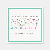 明るいメリーフェスティバルのクリスマスツリー灯 スタンダードカクテルナプキン (正面)