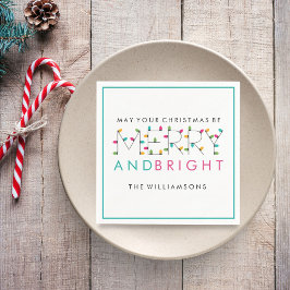 明るいメリーフェスティバルのクリスマスツリー灯 スタンダードカクテルナプキン