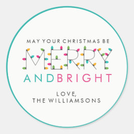明るいメリーフェスティバルのクリスマスツリー灯 ラウンドシール