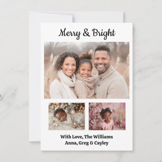 明るいメリーフェスティバルの家族の写真クリスマス シーズンカード (正面)