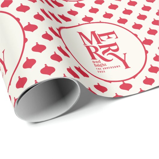 明るいメリーフェスティバルの赤いクリスマス ラッピングペーパー (ロールコーナー)