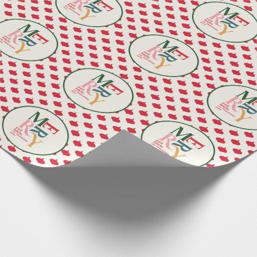 明るいメリーフェスティバルカラフルクリスマス ラッピングペーパー (角)