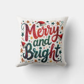 明るいメリーフェスティバルカラフルレトロタイポグラフィ クッション (裏面)