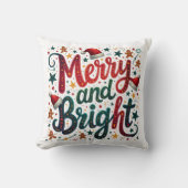 明るいメリーフェスティバルカラフルレトロタイポグラフィ クッション (正面)