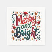 明るいメリーフェスティバルカラフルレトロタイポグラフィ スタンダードカクテルナプキン (正面)