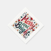 明るいメリーフェスティバルカラフルレトロタイポグラフィ スタンダードカクテルナプキン (角)