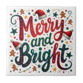 明るいメリーフェスティバルカラフルレトロタイポグラフィ タイル (正面)