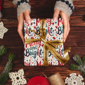 明るいメリーフェスティバルカラフルレトロタイポグラフィ ラッピングペーパー