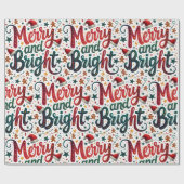 明るいメリーフェスティバルカラフルレトロタイポグラフィ ラッピングペーパー (フラット)