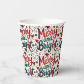 明るいメリーフェスティバルカラフルレトロタイポグラフィ 紙コップ (正面)