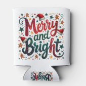 明るいメリーフェスティバルカラフルレトロタイポグラフィ 缶クーラー (裏面)