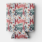 明るいメリーフェスティバルカラフルレトロタイポグラフィ 缶クーラー (正面)