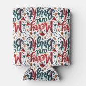 明るいメリーフェスティバルカラフルレトロタイポグラフィ 缶クーラー (裏面)