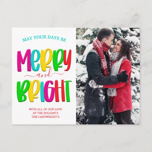 明るいメリーフェスティバルフォトクリスマスカード ポストカード (正面)