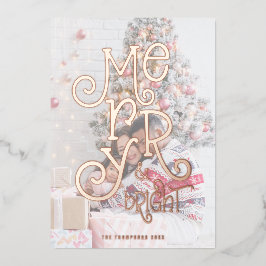 明るいメリーフォトオーバーレイクリスマスラグジュアリー 箔シーズンカード