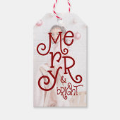 明るいメリーフォトオーバーレイベリーレッドクリスマス ギフトタグ (正面)