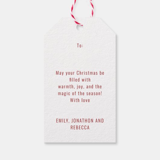 明るいメリーフォトオーバーレイベリーレッドクリスマス ギフトタグ (裏面)
