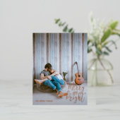 明るいメリーフォトクリスマスバラ金ゴールド 箔シーズンポストカード (立ち正面)