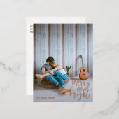 明るいメリーフォトクリスマスバラ金ゴールド 箔シーズンポストカード (正面/裏面)