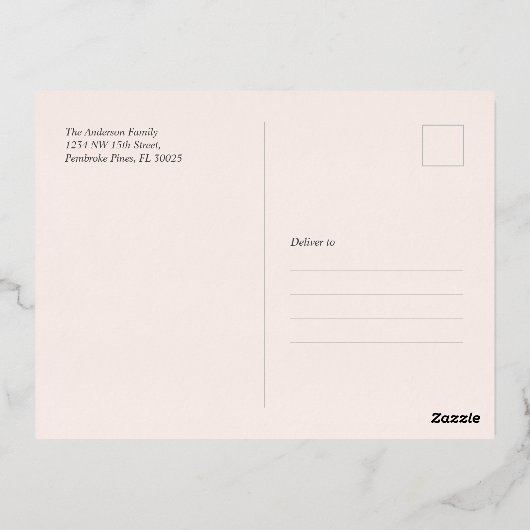 明るいメリーフォトクリスマスフォイルのホリデーポスト 箔シーズンポストカード (裏面)