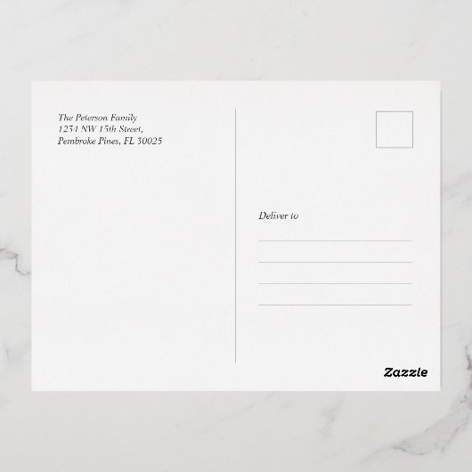 明るいメリーフォトクリスマスフォイルのホリデーポスト 箔シーズンポストカード (裏面)