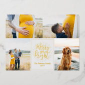 明るいメリーフォトクリスマスフォイルのホリデーポスト 箔シーズンポストカード (正面)