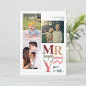 明るいメリーフォトコラージュカスタムクリスマス シーズンカード (スタンド正面)