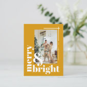 明るいメリーフォトシンプルクリスマスホリデーポー ポストカード (スタンド正面)