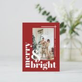 明るいメリーフォトシンプルクリスマスホリデー ポストカード (スタンド正面)
