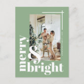 明るいメリーフォトシンプルクリスマスホリデー ポストカード (正面)