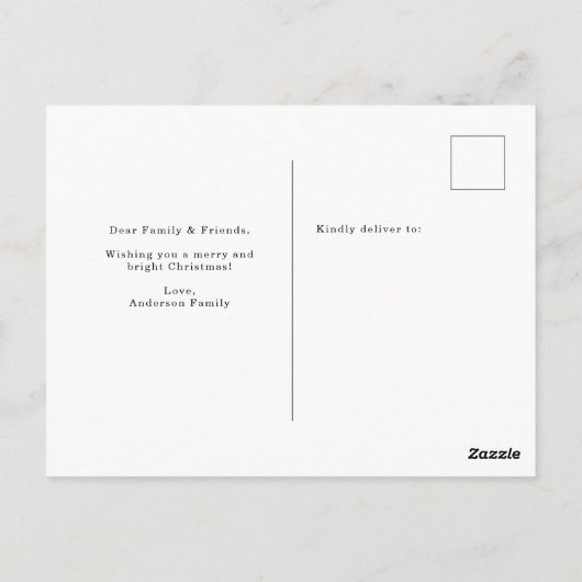 明るいメリーフォトシンプルセージ緑のクリスマス ポストカード (裏面)