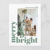 明るいメリーフォトシンプルセージ緑のクリスマス ポストカード (正面)