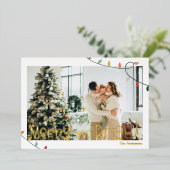 明るいメリーフォトフォイルのホリデーカード 箔シーズンカード (立ち正面)