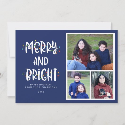 明るいメリーフォトフカラフルラットクリスマスカード シーズンカード (正面)