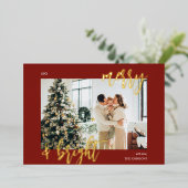 明るいメリーブラシスクリプトのフォトレッド 箔シーズンカード (立ち正面)