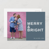 明るいメリーブルーフォトホリデー ポストカード (正面/裏面)