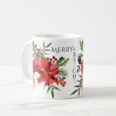 明るいメリーポエレガントインセチアフローラクリスマス コーヒーマグカップ (正面左)