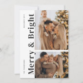 明るいメリーミニマモダンリストのクリスマス写真 シーズンカード (正面)