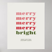 明るいメリーミニマリストの緑の休日グラフィック ポスター (正面)