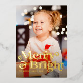 明るいメリーレトロの縦写真クリスマス 箔シーズンカード (正面)