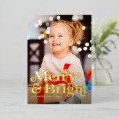 明るいメリーレトロの縦写真クリスマス 箔シーズンカード (立ち正面)