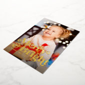 明るいメリーレトロの縦写真クリスマス 箔シーズンカード (回転した状態)