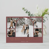 明るいメリーレトロアーチ写真コラージュ 箔シーズンカード (立ち正面)