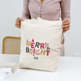 明るいメリーレトロカラフルタイポグラフィ トートバッグ