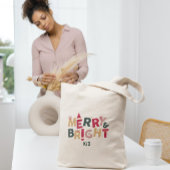 明るいメリーレトロカラフルタイポグラフィ トートバッグ