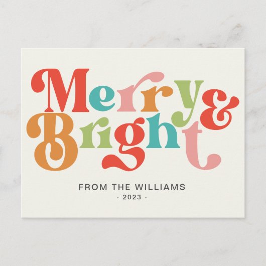 明るいメリーレトロビブカラフルス・クリスマス シーズンポストカード (正面)
